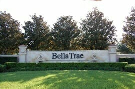 Entry sign for bella trae at championsgate